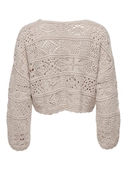 ONLY Grey Crochet Summer Tie Front Cardigan - Image 8 of 8
