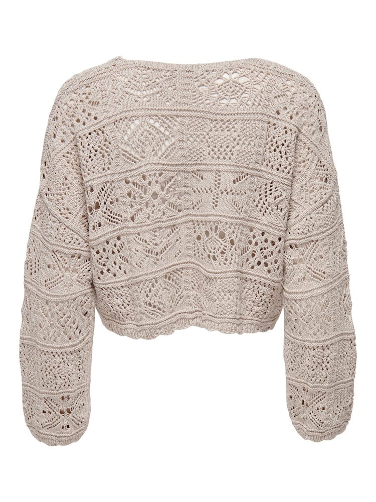 ONLY Grey Crochet Summer Tie Front Cardigan - Image 8 of 8