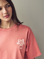 Coffee Club Graphic Relaxed fit Drink Graphic 100% Cotton T-Shirt - Image 5 of 5