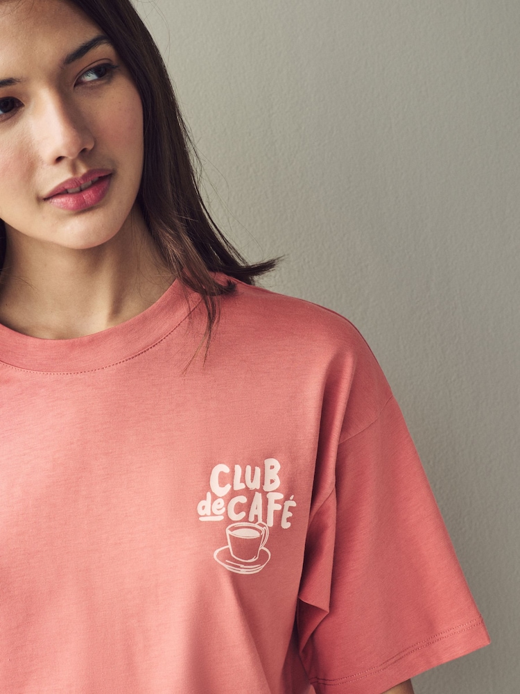 Coffee Club Graphic Relaxed fit Drink Graphic 100% Cotton T-Shirt - Image 5 of 5