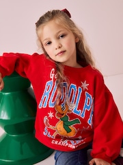 Red Rudolph Christmas Sweatshirt (3-16yrs) - Image 2 of 9