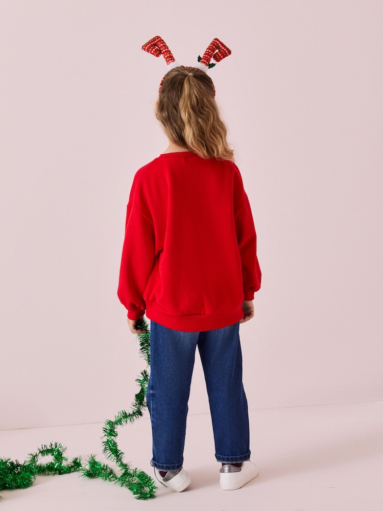 أحمر عليه Rudolph - سويت شيرت بتصميم عيد الميلاد (3-16 سنة) - Image 3 of 9