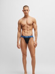 BOSS Black Three-Pack Of Stretch-Cotton Jock Straps With Logo Waistbands - Image 2 of 7