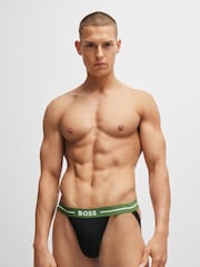 BOSS Black Three-Pack Of Stretch-Cotton Jock Straps With Logo Waistbands - Image 5 of 7