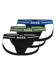 BOSS Black Three-Pack Of Stretch-Cotton Jock Straps With Logo Waistbands - Image 7 of 7