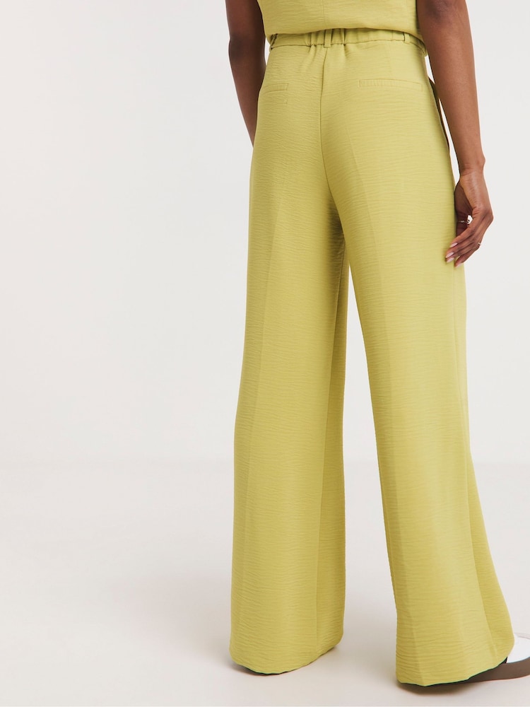 JD Williams Lime Green Textured Pleated Wide Leg Trousers - Image 2 of 4