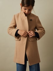 Reiss Camel Harlow 9-13 yrs Mid Length Wool Blend Coat - Image 1 of 4