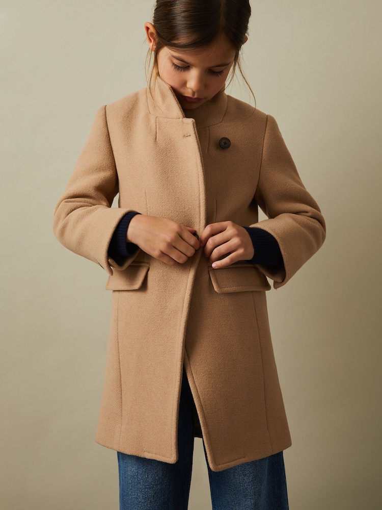 Reiss Camel Harlow 9-13 yrs Mid Length Wool Blend Coat - Image 1 of 4