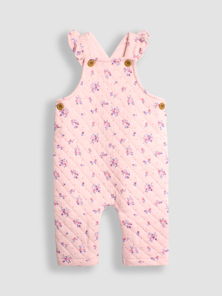 JoJo Maman Bébé Pink Quilted Floral Dungarees & Top Set - Image 2 of 6
