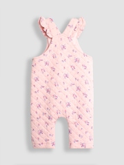 JoJo Maman Bébé Pink Quilted Floral Dungarees & Top Set - Image 3 of 6
