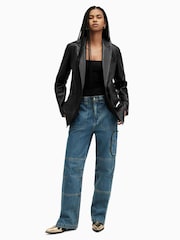 AllSaints Black Deri Leather Blazer - Image 1 of 6