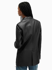 AllSaints Black Deri Leather Blazer - Image 2 of 6