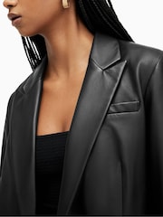 AllSaints Black Deri Leather Blazer - Image 4 of 6