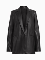 AllSaints Black Deri Leather Blazer - Image 6 of 6