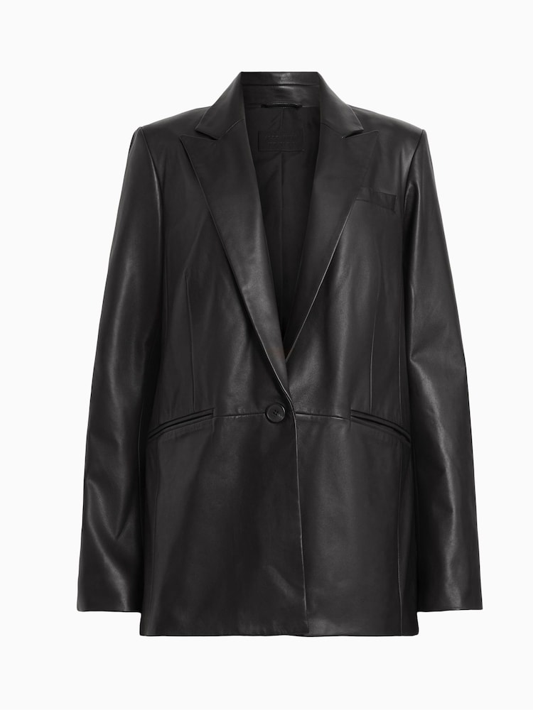 AllSaints Black Deri Leather Blazer - Image 6 of 6 AllSaints Black Deri Leather Blazer - Image 6 of 6