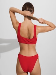 Good American Bright Red Always Fits Textured Bikini Top - Image 3 of 5