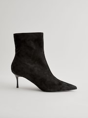 Black Suede - Forever Comfort® Pointed Toe Skinny Heeled Ankle Boots - Image 4 of 8