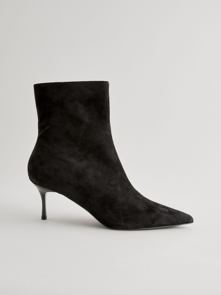 Black Suede - Forever Comfort® Pointed Toe Skinny Heeled Ankle Boots - Image 4 of 8