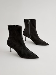 Black Suede - Forever Comfort® Pointed Toe Skinny Heeled Ankle Boots - Image 5 of 8