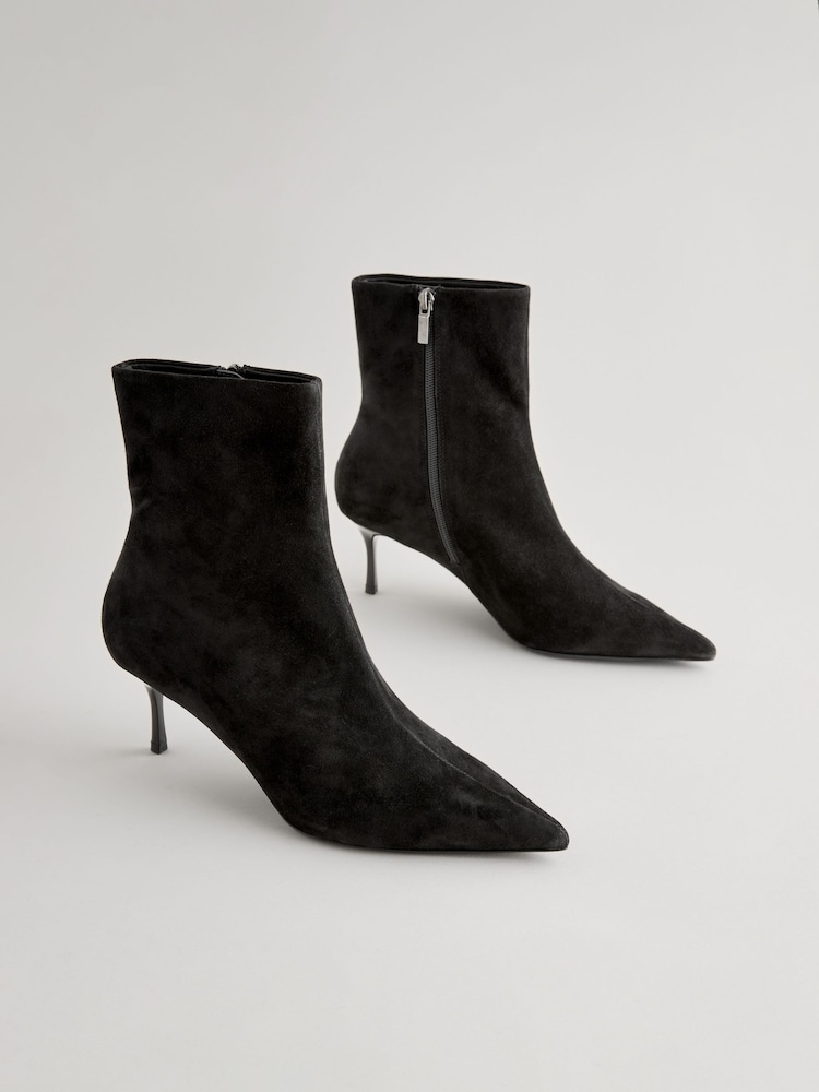 Black Suede - Forever Comfort® Pointed Toe Skinny Heeled Ankle Boots - Image 5 of 8