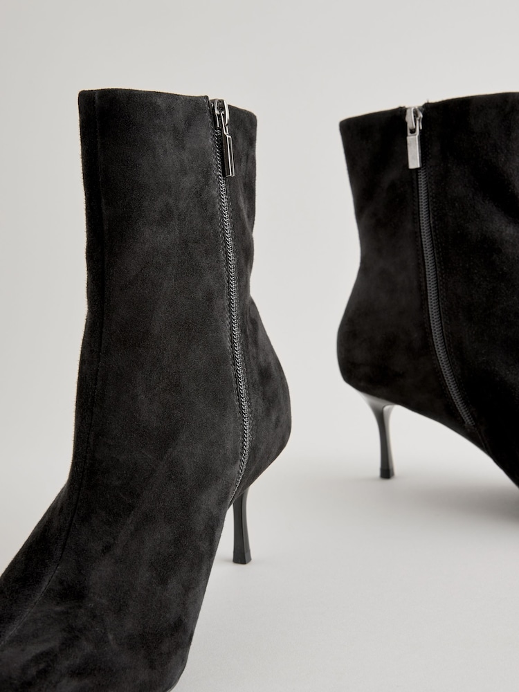 Black Suede - Forever Comfort® Pointed Toe Skinny Heeled Ankle Boots - Image 6 of 8