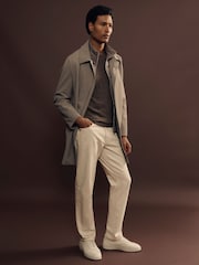 Reiss Taupe Logan Hybrid Removable Funnel Neck Overcoat - Image 1 of 7