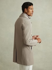 Reiss Taupe Logan Hybrid Removable Funnel Neck Overcoat - Image 6 of 7