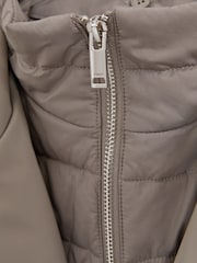 Reiss Taupe Logan Hybrid Removable Funnel Neck Overcoat - Image 7 of 7