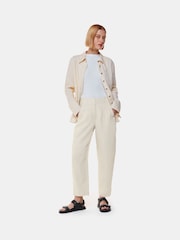 Whistles Cream 100% Linen Barrel Leg Trousers - Image 1 of 5