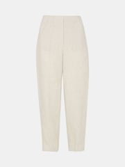 Whistles Cream 100% Linen Barrel Leg Trousers - Image 5 of 5