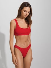 Good American Bright Red Good American Always Fits Textured Bikini Bottoms - Image 3 of 5