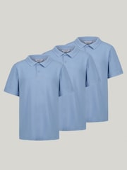 Trutex Unisex Blue 3 Pack Short Sleeve School Polo Shirts - Image 1 of 7