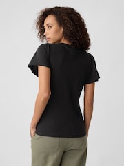 Schwarz - Gap T-Shirt mit kurzen Flügelärmeln aus Baumwolle - Bild 2 von 5