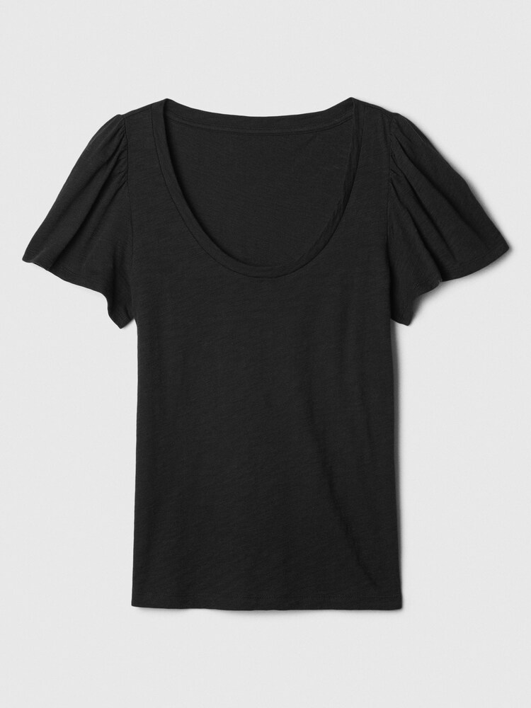 Gap Black Cotton Flutter Short Sleeve T-Shirt - Image 5 of 5 Gap Black Cotton Flutter Short Sleeve T-Shirt - Image 5 of 5