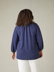 Live Unlimited Blue Curve Dobby Ruffle Neck Blouse - Image 4 of 6