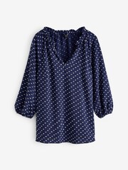 Live Unlimited Blue Curve Dobby Ruffle Neck Blouse - Image 5 of 6