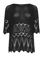 Yours Curve Black Ivory White Crochet Detail Jumper - Image 5 of 5