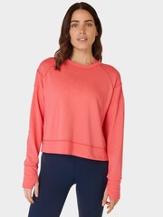 Sweaty Betty Coral Pink After Class Crop Sweatshirt - Image 1 of 7