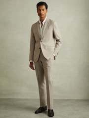 Reiss Elliot Checked Side Adjuster Trousers in Wool-Linen - Изображение 1 из 6