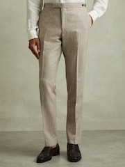 Reiss Elliot Checked Side Adjuster Trousers in Wool-Linen - Изображение 3 из 6