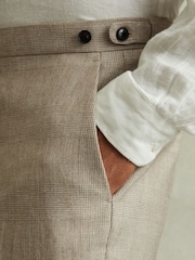 Reiss Elliot Checked Side Adjuster Trousers in Wool-Linen - Изображение 4 из 6