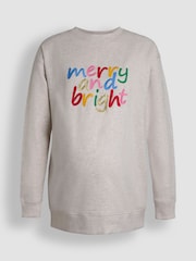 JoJo Maman Bébé Cream Maternity Merry And Bright Sweatshirt - Image 3 of 5