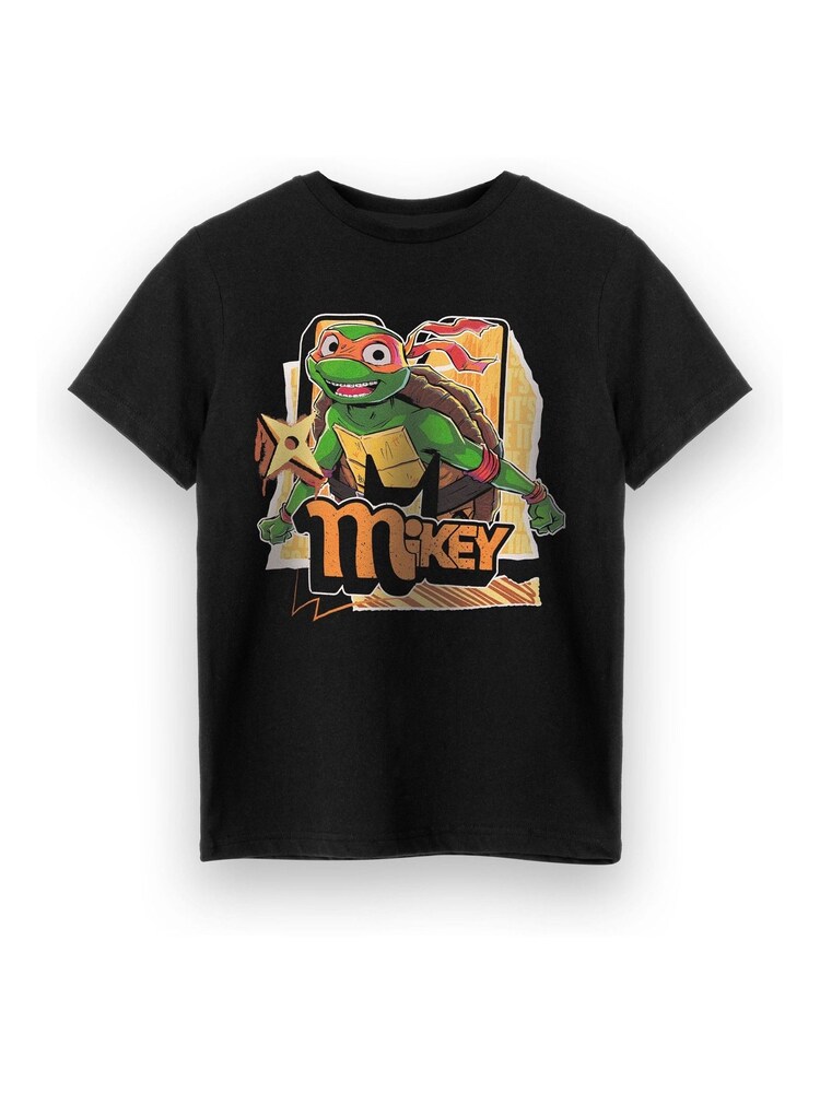 Vanilla Underground Mikey Black Boys 100% Cotton Teenage Mutant Ninja Turtles T-Shirt - Image 1 of 6