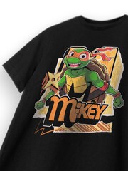 Vanilla Underground Mikey Black Boys 100% Cotton Teenage Mutant Ninja Turtles T-Shirt - Image 5 of 6