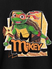 Vanilla Underground Mikey Black Boys 100% Cotton Teenage Mutant Ninja Turtles T-Shirt - Image 6 of 6