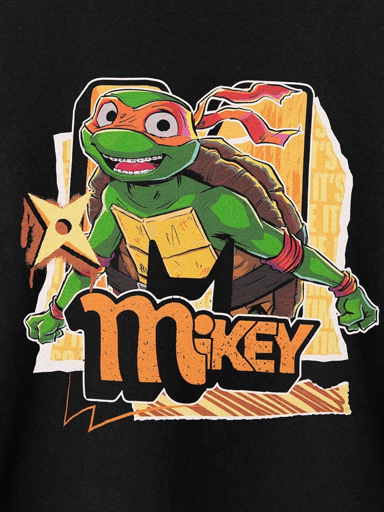 Vanilla Underground Mikey Black Boys 100% Cotton Teenage Mutant Ninja Turtles T-Shirt - Image 6 of 6