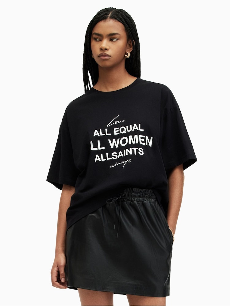 AllSaints Black Carlie T-Shirt - Image 1 of 5