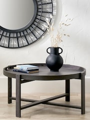 Pacific Dark Grey Marmara Oak Veneer Round Coffee Table - Image 1 of 6