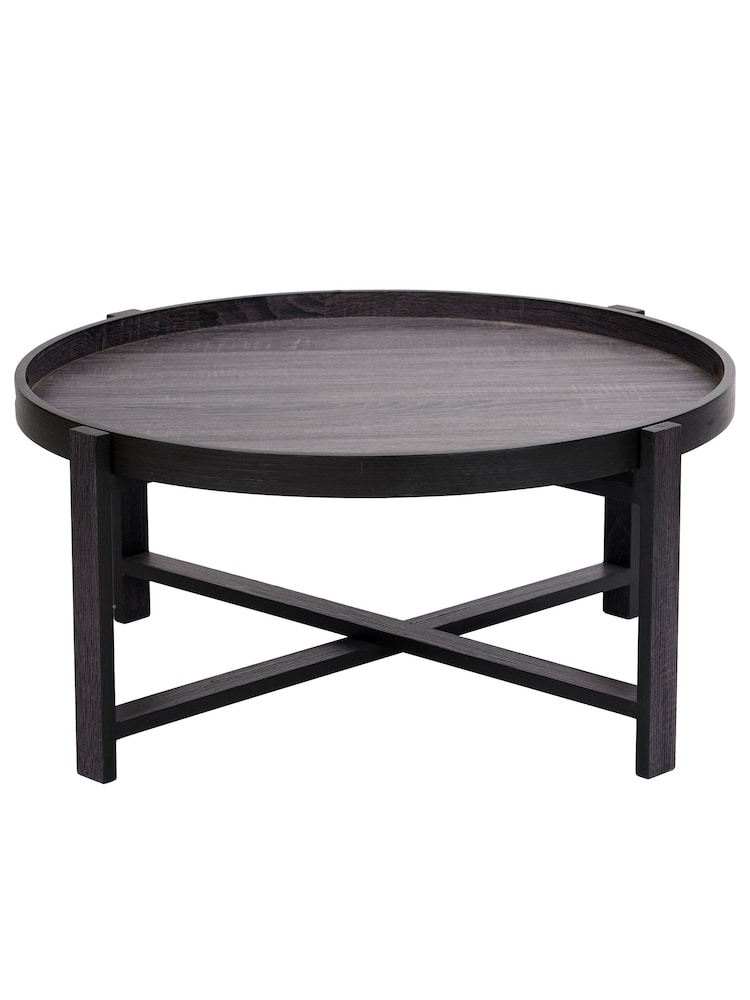 Pacific Dark Grey Marmara Oak Veneer Round Coffee Table - Image 2 of 6