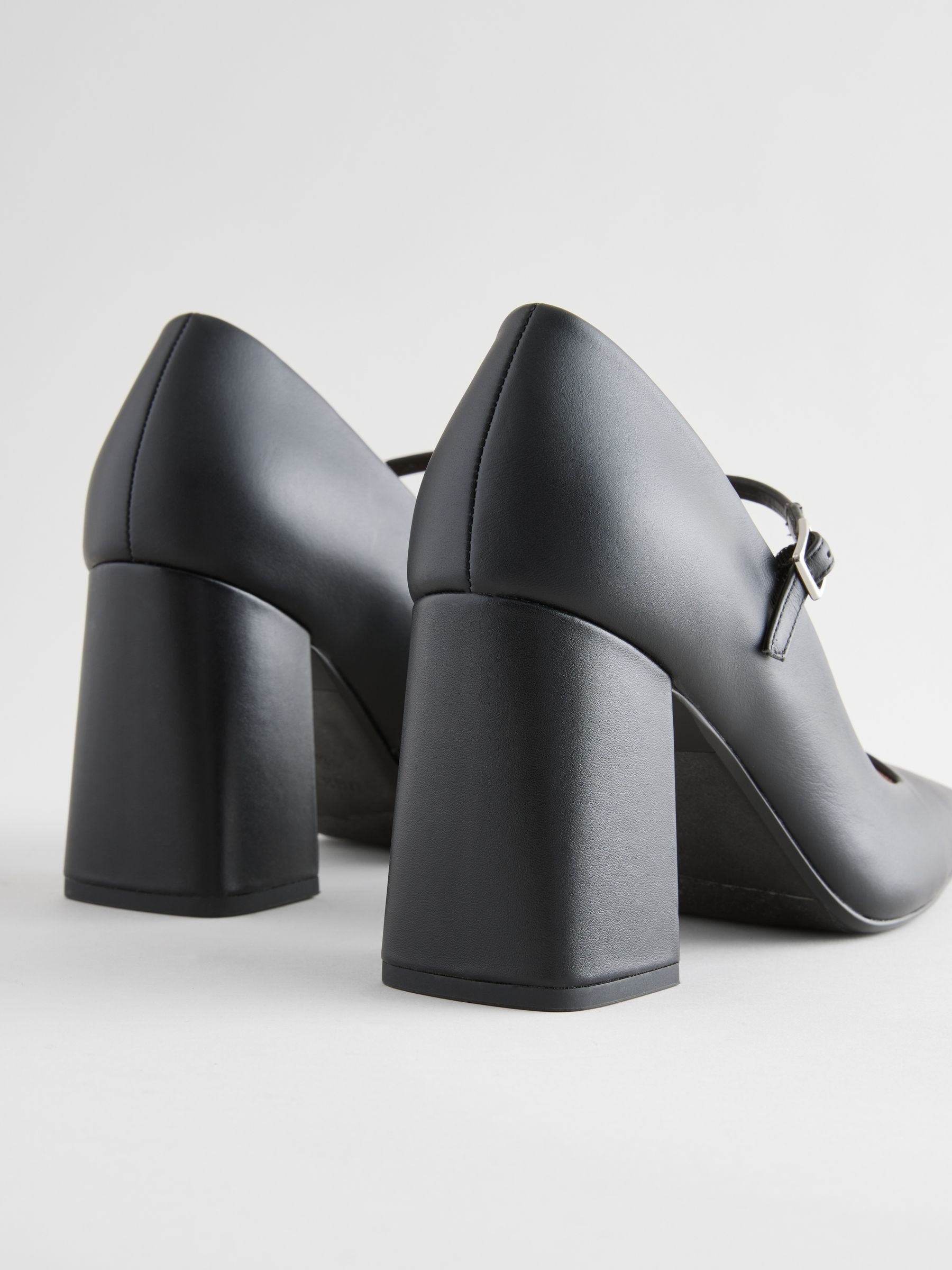 Buy Black Forever Comfort® Leather Square Toe Block Heel Buy Black Forever Comfort® Leather Square Toe Block Heel
